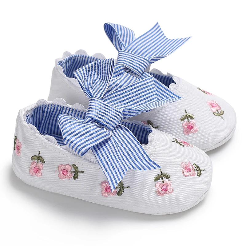 Summer Newborn Toddler Baby Shoes Boy Girl Baby Crib Shoes Princess Flower Bow Baby Cotton Sole First Walker Sneaker 0-18 Months