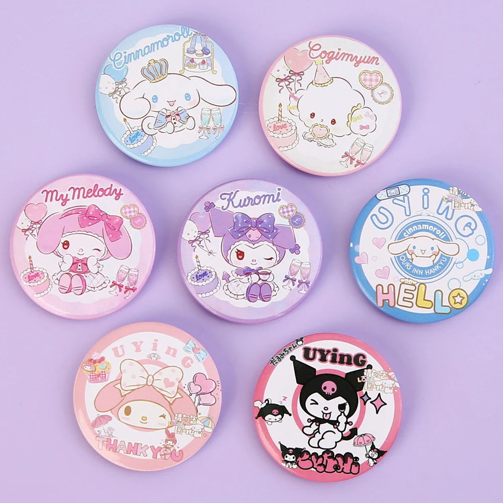 

MINISO 5Pcs/Set Chest Badge Sanrio My Melody Kuromi Cinnamon Kawaii Cartoon Figure Brooch Backpack Badge Clothing Decoration