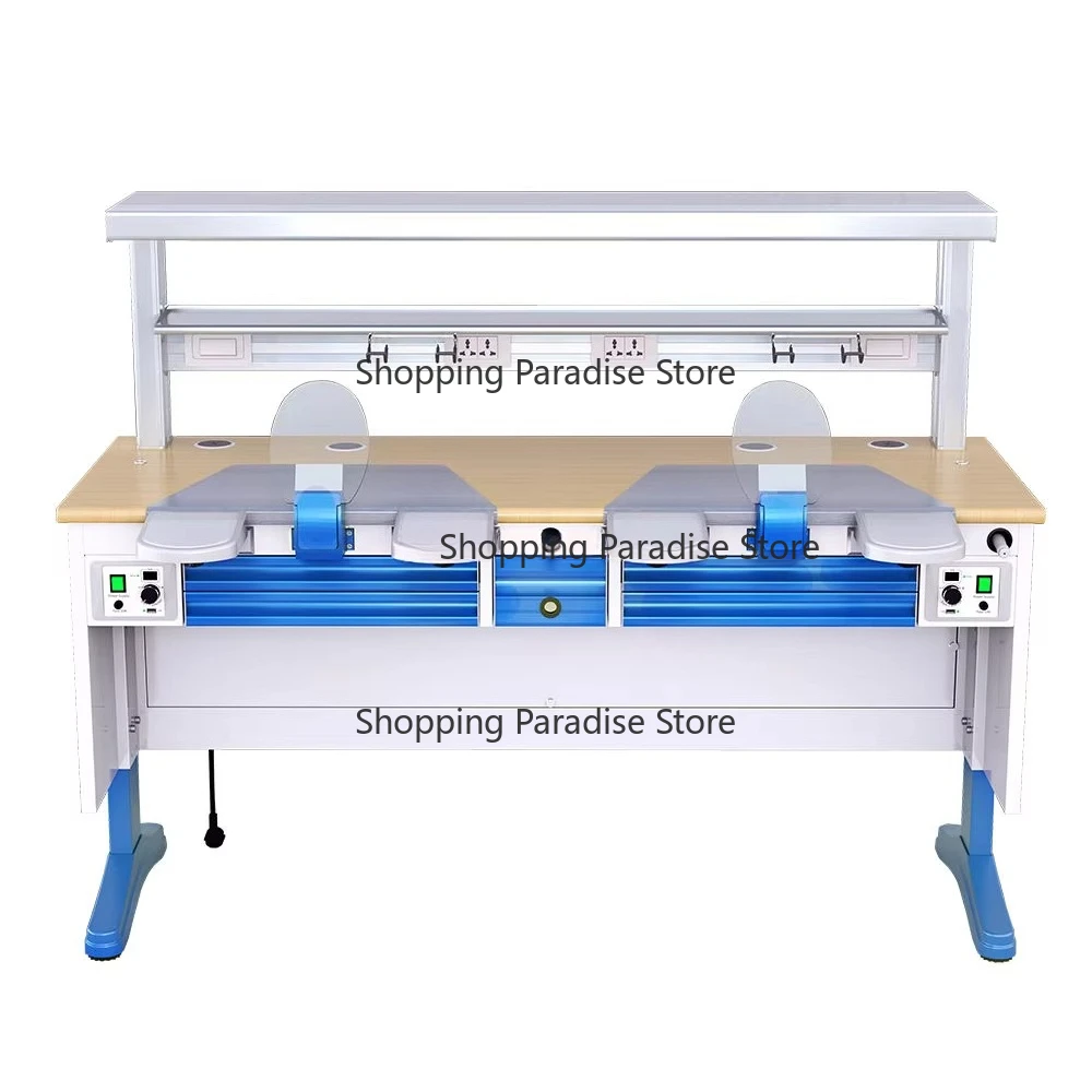 1.6m Double Technician Workstation Multifunctional Work Bench for Home Shop Studio - Adjustable Height Desk