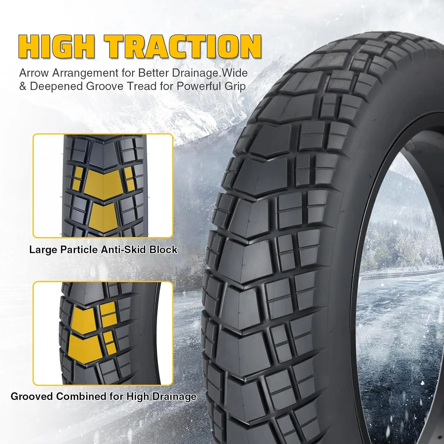 ZUKKA 16/20/26x4.0 Fatbike-Reifen 2er-Pack, Hochdichte, Robuste, Faltbare Ersatzreifen für Mountainbikes & E-Bikes – Detail 4