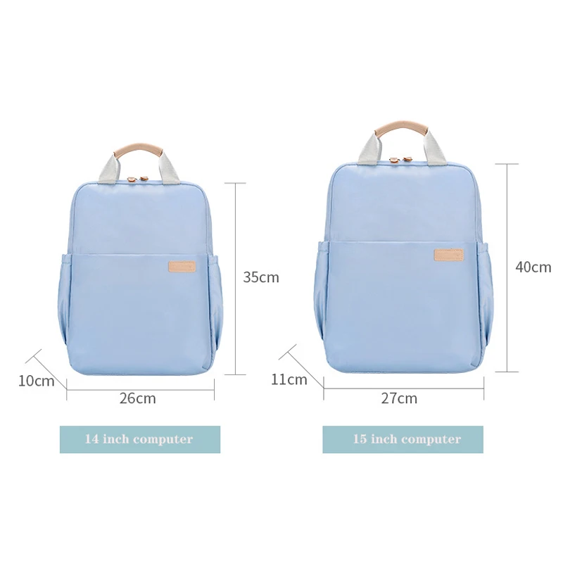 New Solid Color Women Waterproof Nylon Backpack Light 14 15 Inch Laptop Backpack Simple School Bag For Teenage Girls