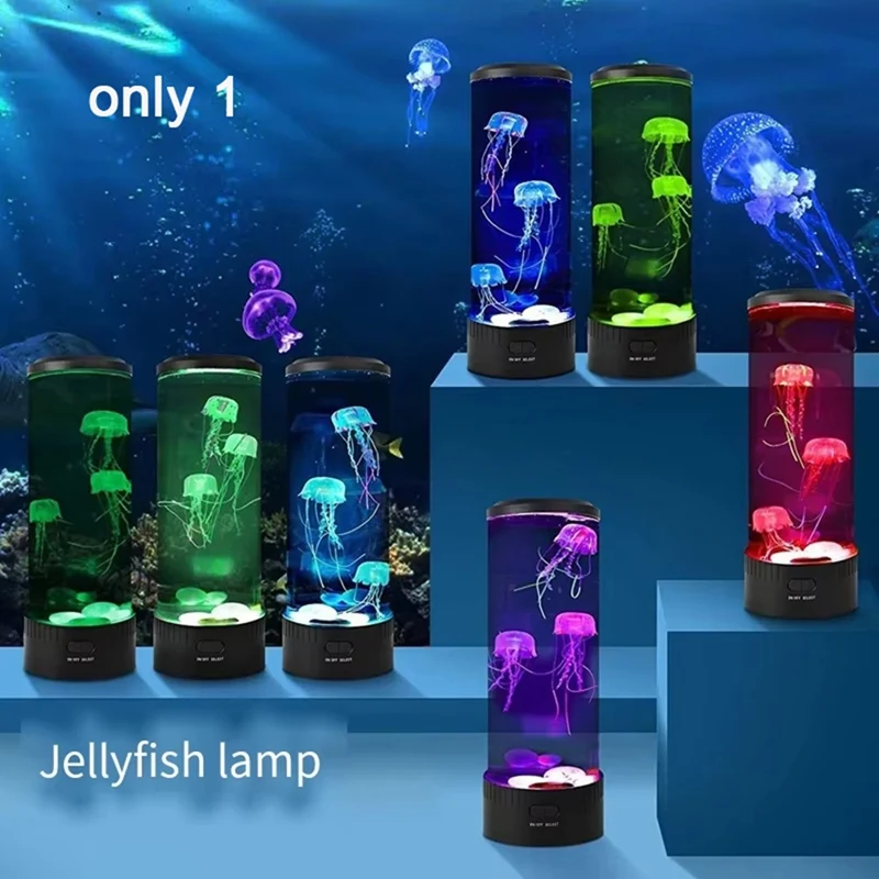 ABBN-LED Jellyfish Night Light USB Powered Colorful Lighting Modes For Home Office Desktop Decorative Gifts