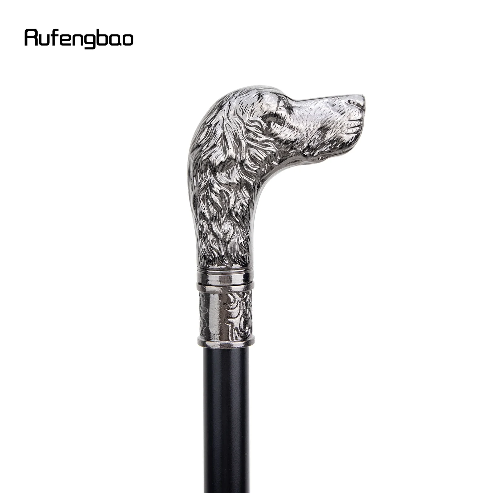 Sliver Loyal Dog Head Single Joint Fashion Walking Stick Decorative Vampire Cospaly Party Walking Cane Halloween Crosier 93cm