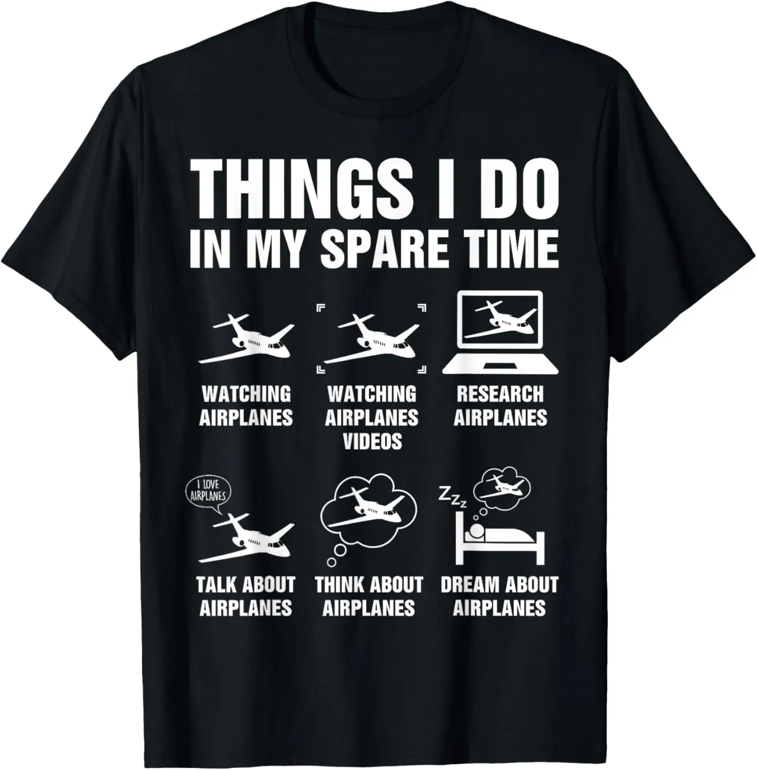 

Things I Do In My Spare Time Airplane Funny Pilot Dad Kids T-Shirt