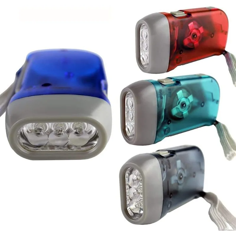 

Guyuyii 4-Pack Hand Crank Flashlight - 3 LED Bright Lights - Portable Wind-Up Flashlight for Emergency Lighting, Power Outages
