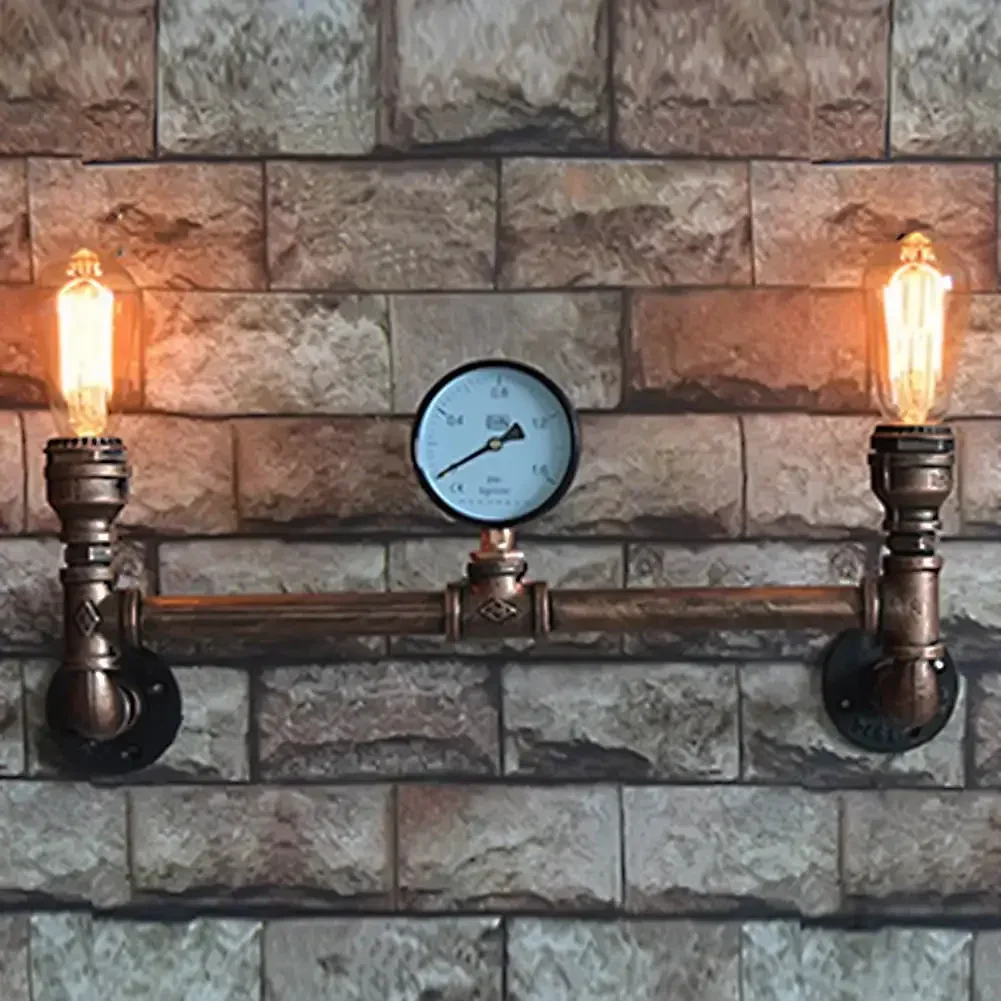 Vintage Loft Water Pipe Wall Lamp E27 Bar Restaurant Industrial Wall Lights Fixture Light Luminaire Wall Sconce Steampunk Lamp