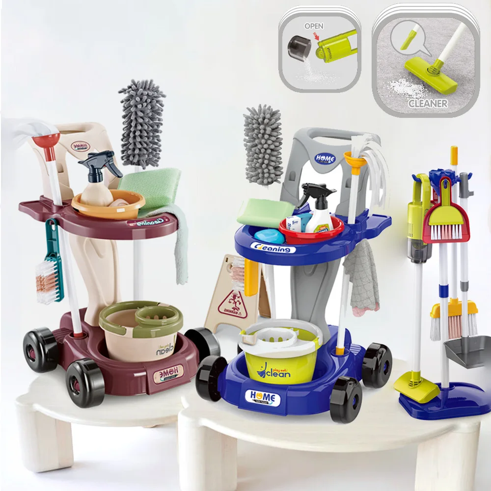 WizKidz Kids Cleaning Set a Pretend Housekeeping Set for Toddlers with Real Vacuum Broom and Other Educational Toys for Boy Girl