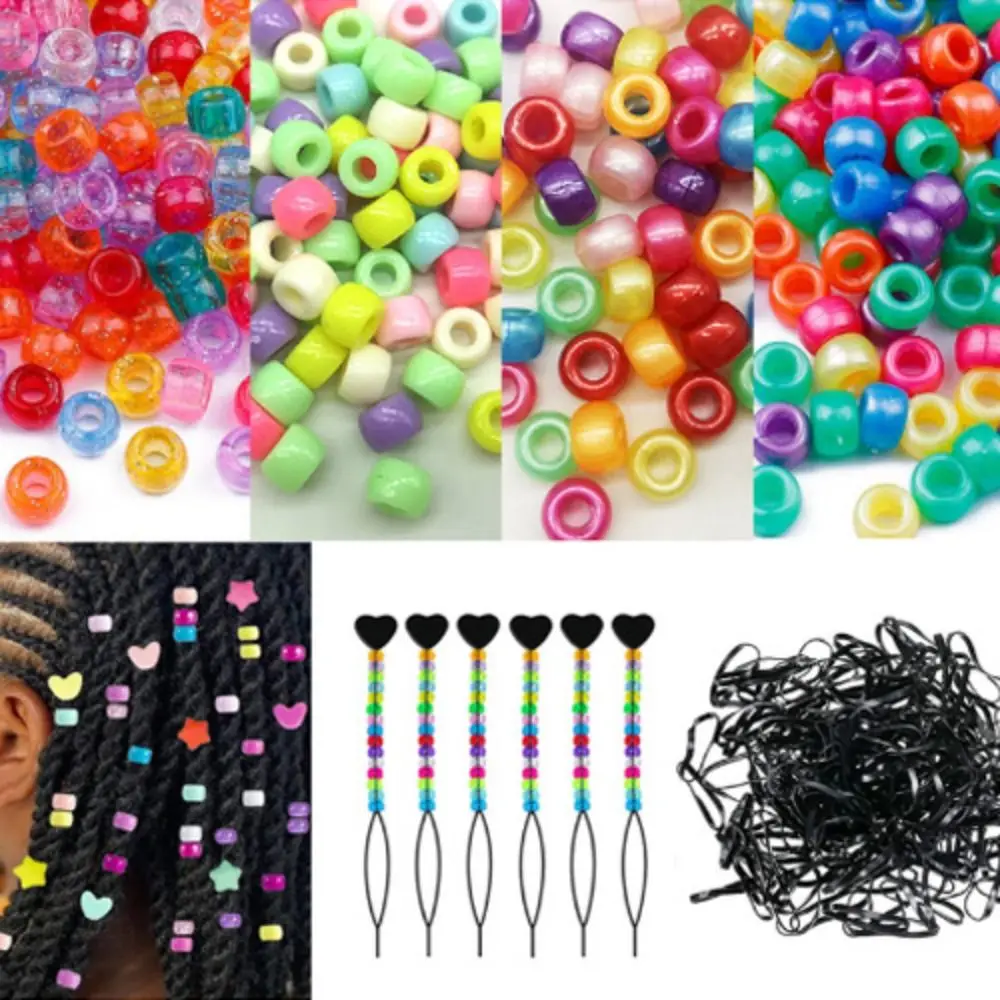 Colorfu Quick Beader Rhinestones Hearted Shape Hair Beads Set φ9mm Transparent Braids Beader Girls Braids