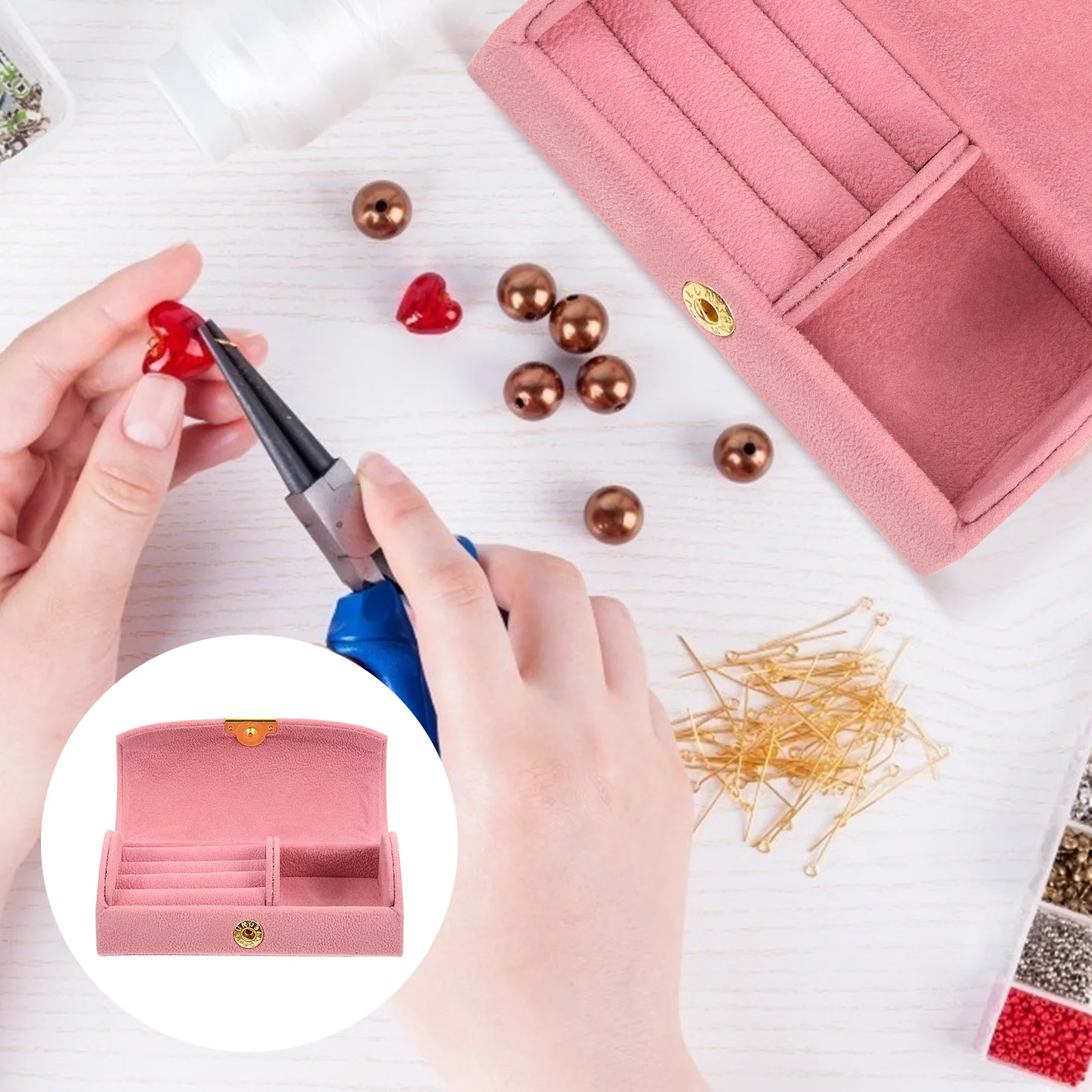 

Портативная шкатулка для драгоценностей, дорожный крошечный органайзер для сережек, жемчужный флис, маленькие мягкие удобные многофункциональные отделения в форме свода стопы