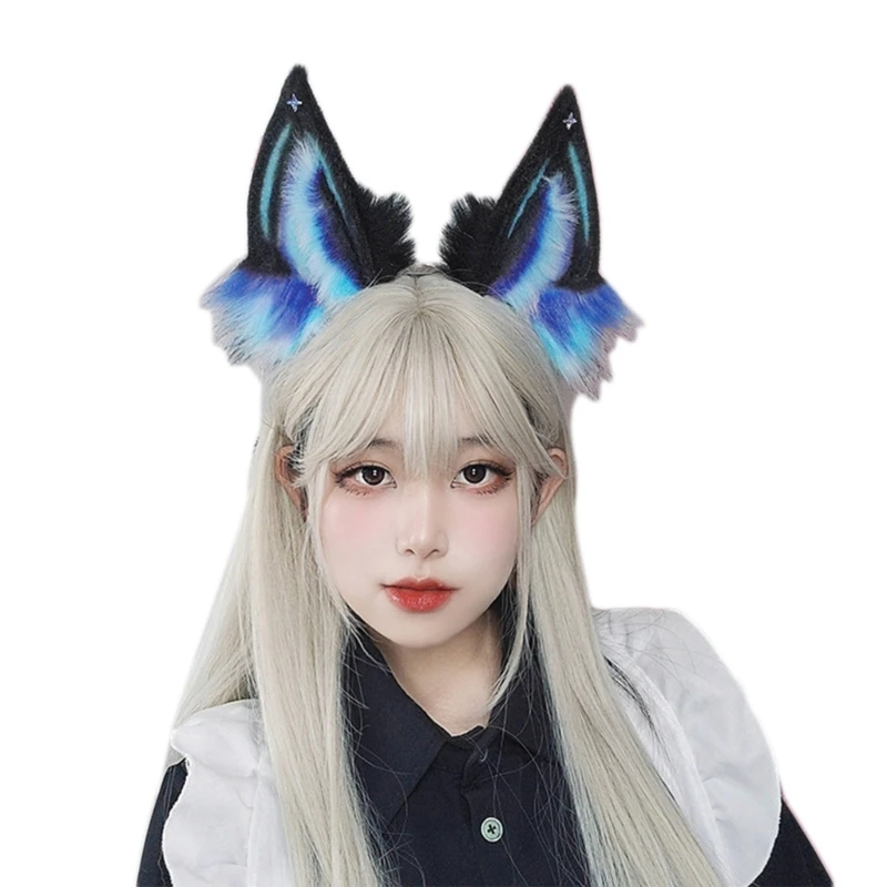 Handmade Wolf Ear Headband Animes Headband Masquerades Costume Headwear Female Teens Cosplay Dress Up Hair Decors