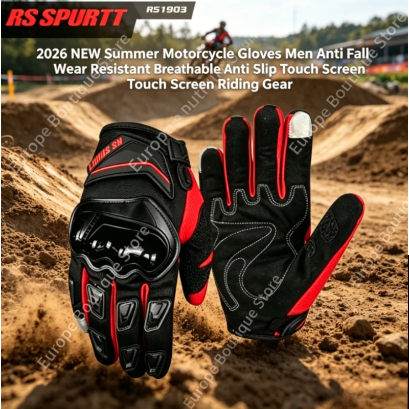

2026 NEW Summer Motorcycle Gloves Anti Fall Wear Resistant Breathable Anti Slip Touch Screen Racing Riding Gear Unisex