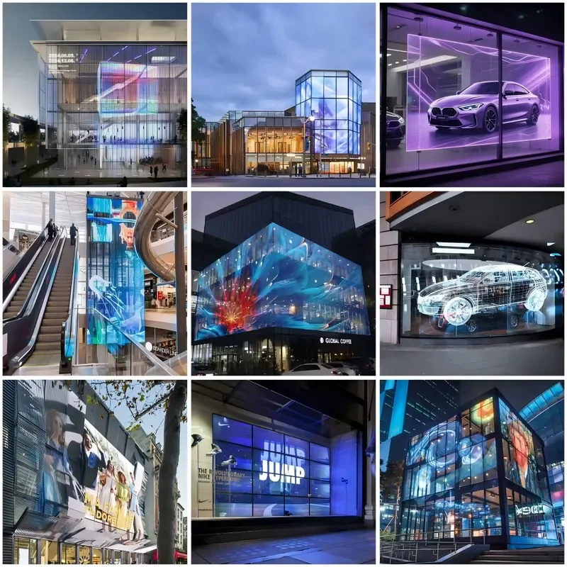 Full-color LED Grille Transparent Screen Indoor Thin Custom LED Display square Transparent Screen