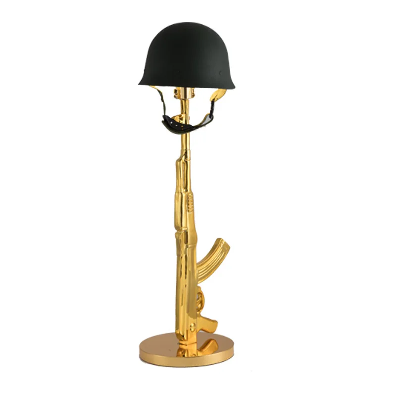 Hatpeaked Cap Casquette Modern Pistol Creative Living Room Study Table Lamp Retro Bedroom AK47 Long Gun Bedside Desk Lamp