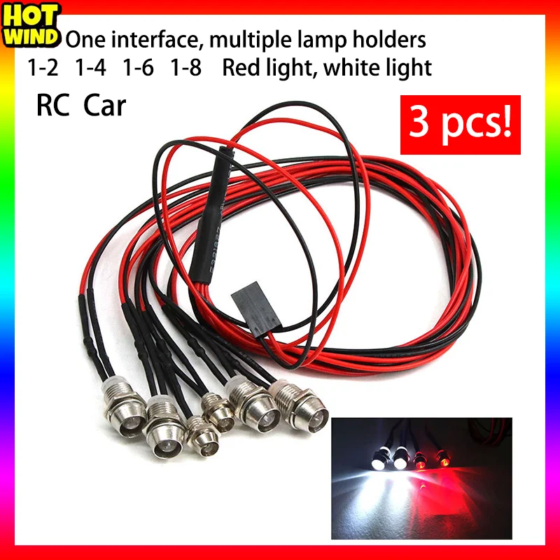 3pcs Model Car Lights 2 Lights 4 Lights 6 Lights 8 Lights 3mm5mm Cup Led Rc Car Accessories Spotlights White Light Red Light Diy