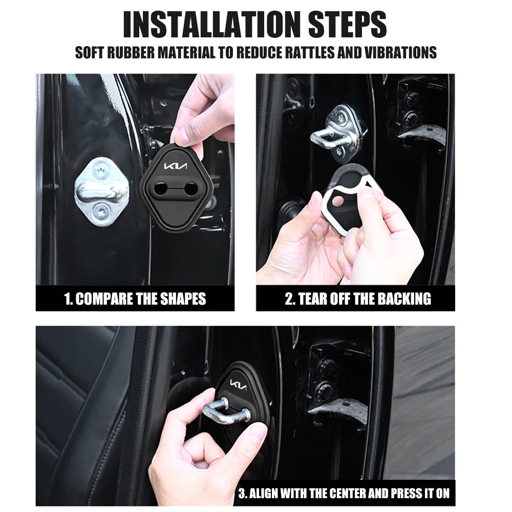 4 قطعة سيليكون قفل باب السيارة غطاء ملصق اكسسوارات السيارات لكيا K4 K5 K6 K7 ستونيك ستينغر Venga كارينز موهافي بوريغو سيدونا #4