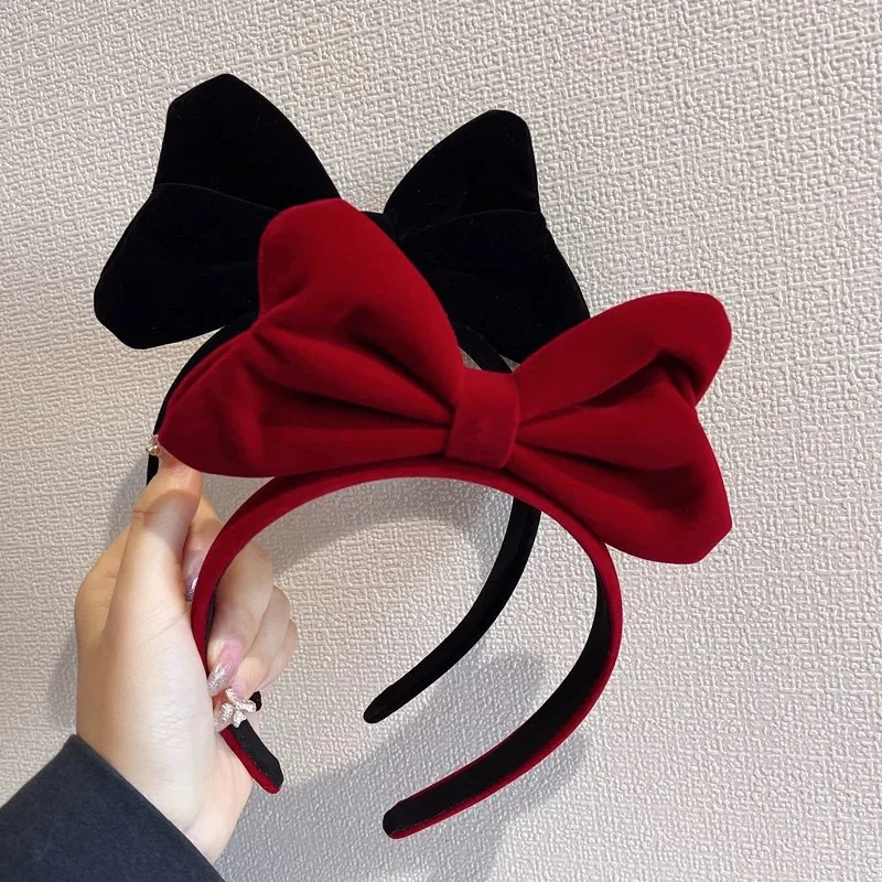 Crianças bowknot headbands vinho vermelho veludo pulseira de cabelo meninas natal headwear ano novo festa aniversário crianças acessórios para o cabelo