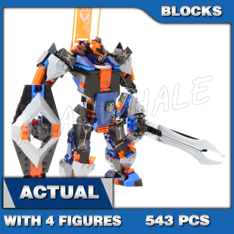 543 шт. Nexoes Knights The Black Mech Skeletal Lava Fly Lair Catapult 10705 Строительные блоки Игрушка, совместимая с моделью
