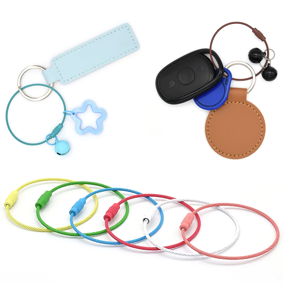 5/10 Stück Edelstahl Schlüsselanhänger Ring Kabel Schlüsselring Drahtseil Schlaufe Outdoor Camping Gepäckanhänger Schraubverschluss Gadget – Detail 5