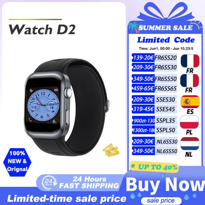 Montre connectée HUAWEI Watch D2, écran AMOLED de 1,82 pouces, surveillance complète du sommeil, SpO2, soins de santé familiaux, appels, montre intelligente