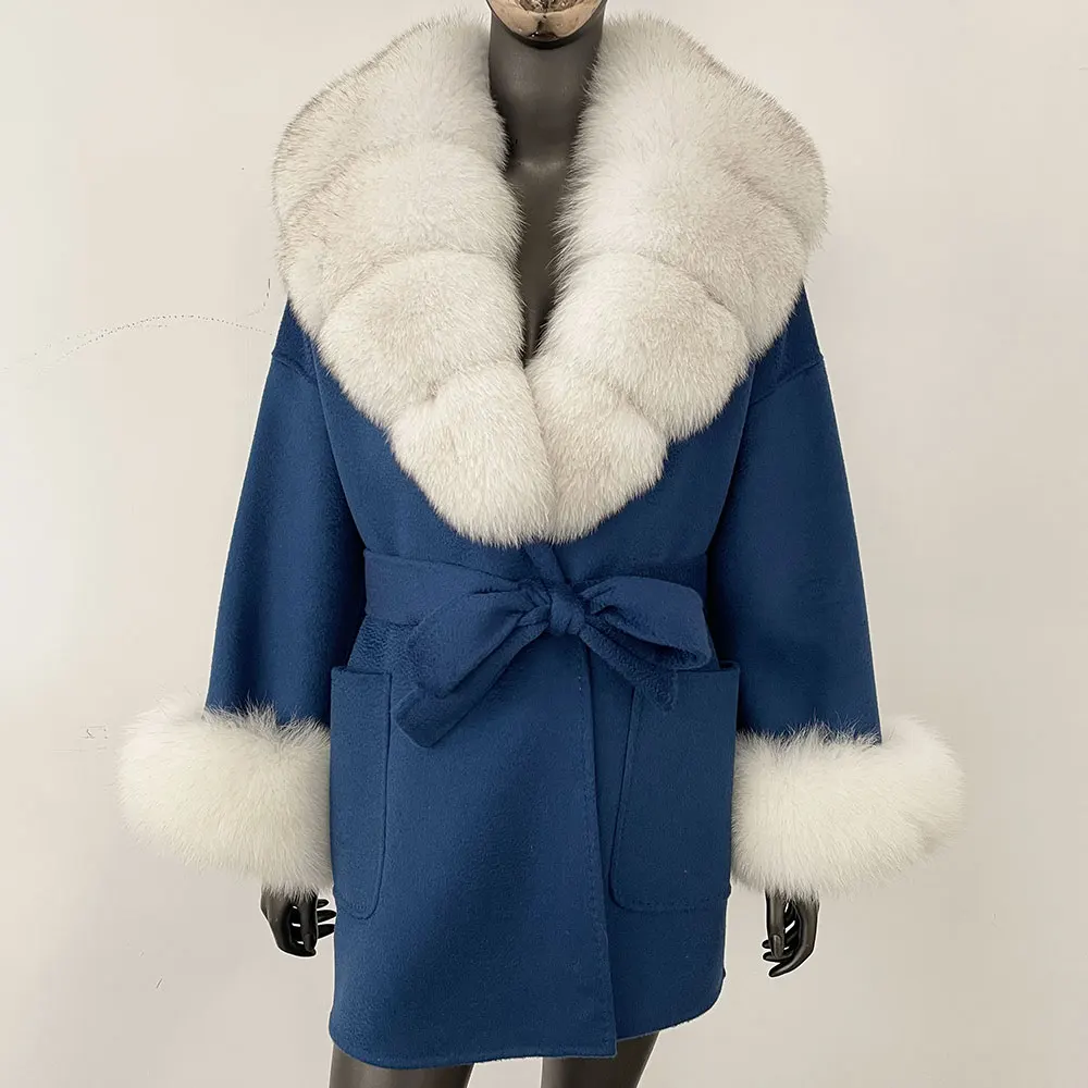 

Real Raccoon Fur Coat Lady Real Fox Fur Jacket New Autumn Winter Wool Jacket Women Natural Fox Fur Woolen Coat Female Warm