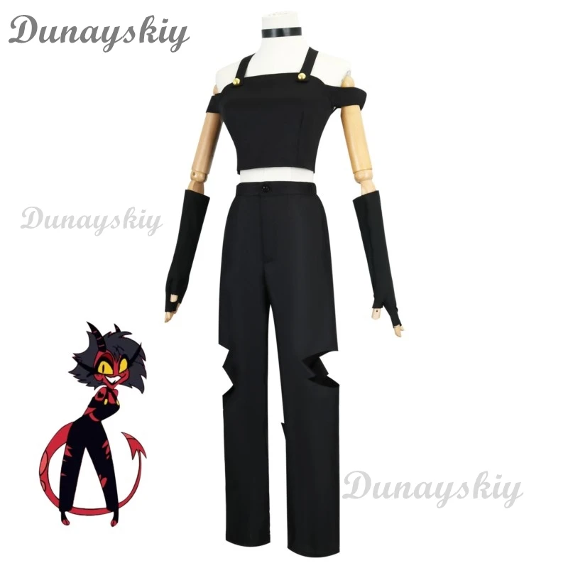 Costume Cosplay de Dessin Animé Ange de la Mort Helluva bodiMillie pour Femme, Ensemble Complet d'Halloween, Peau Rouge Trempée