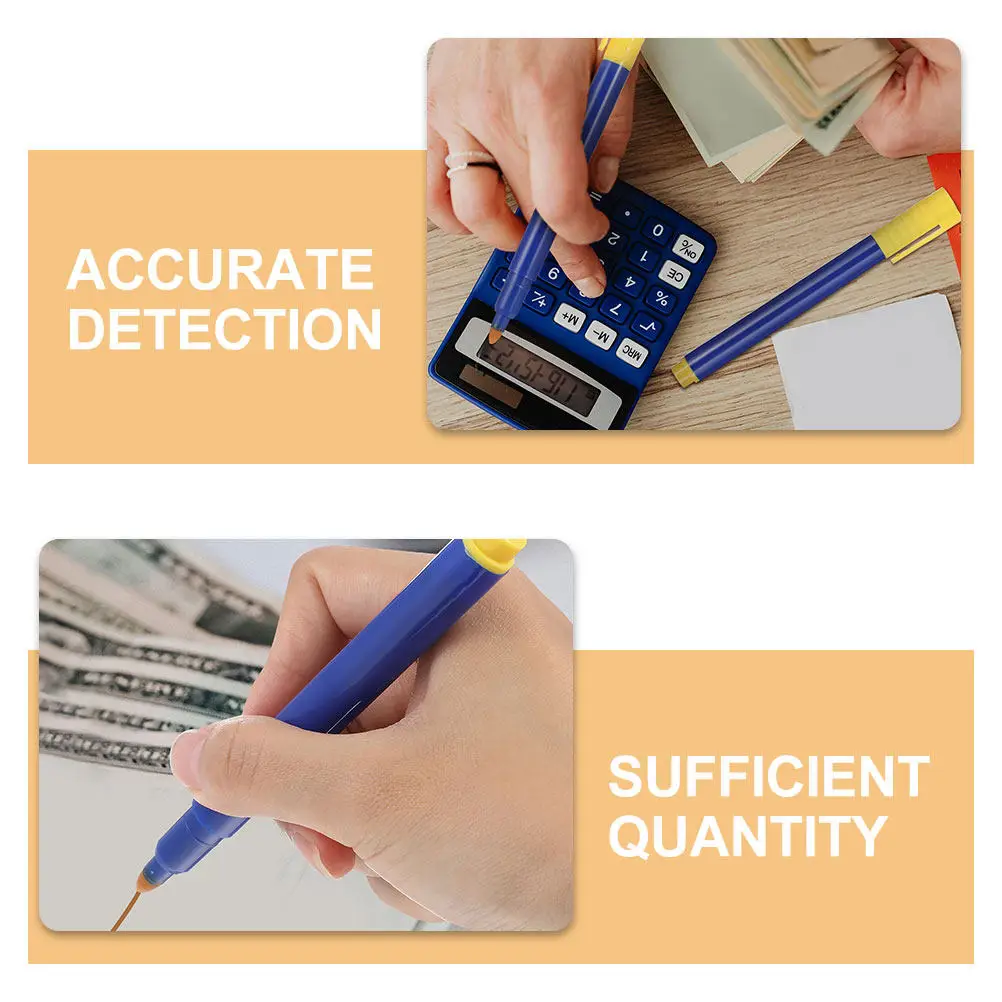 5Pcs Water-Based Banknote Pen Accurate Counterfeit Money Checker Compact Cash Marker for Offices Shops Outdoor Use