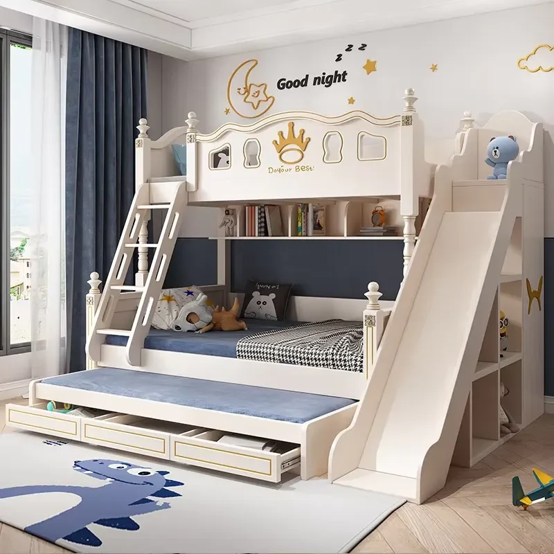 for Children Boys American Style Solid Wood Bunk Bed High Low Parent Child Double Bed for Small Apartment Made in China