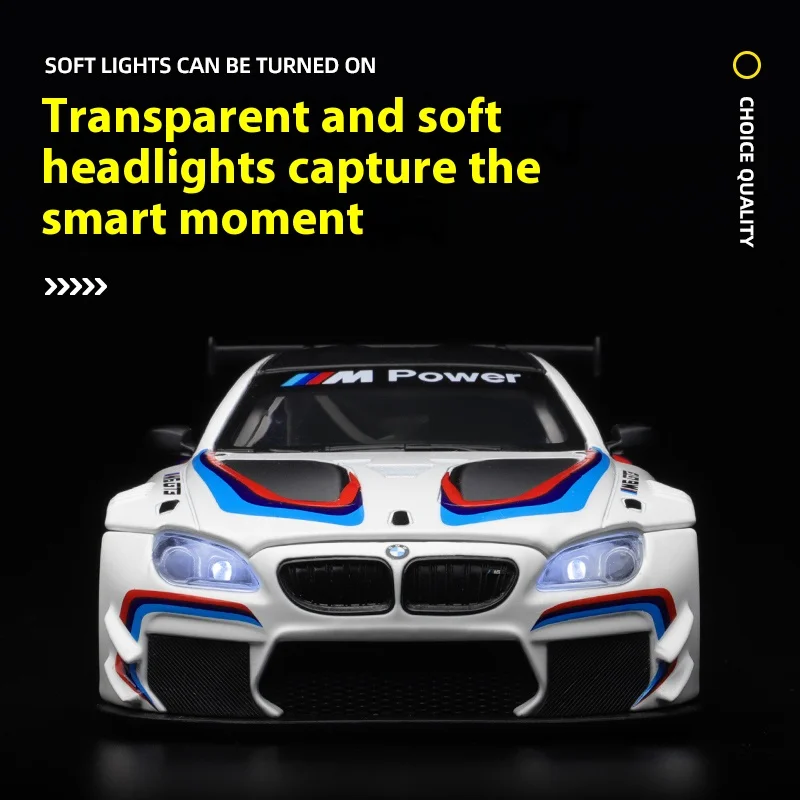 CCA 1:24 BMW M6 GT3 รุ่นรถยนต์โลหะผสมDiecastของเล่นล้อดึงกลับกีฬารถแสงเพลงรถเด็กPerfectของขวัญ