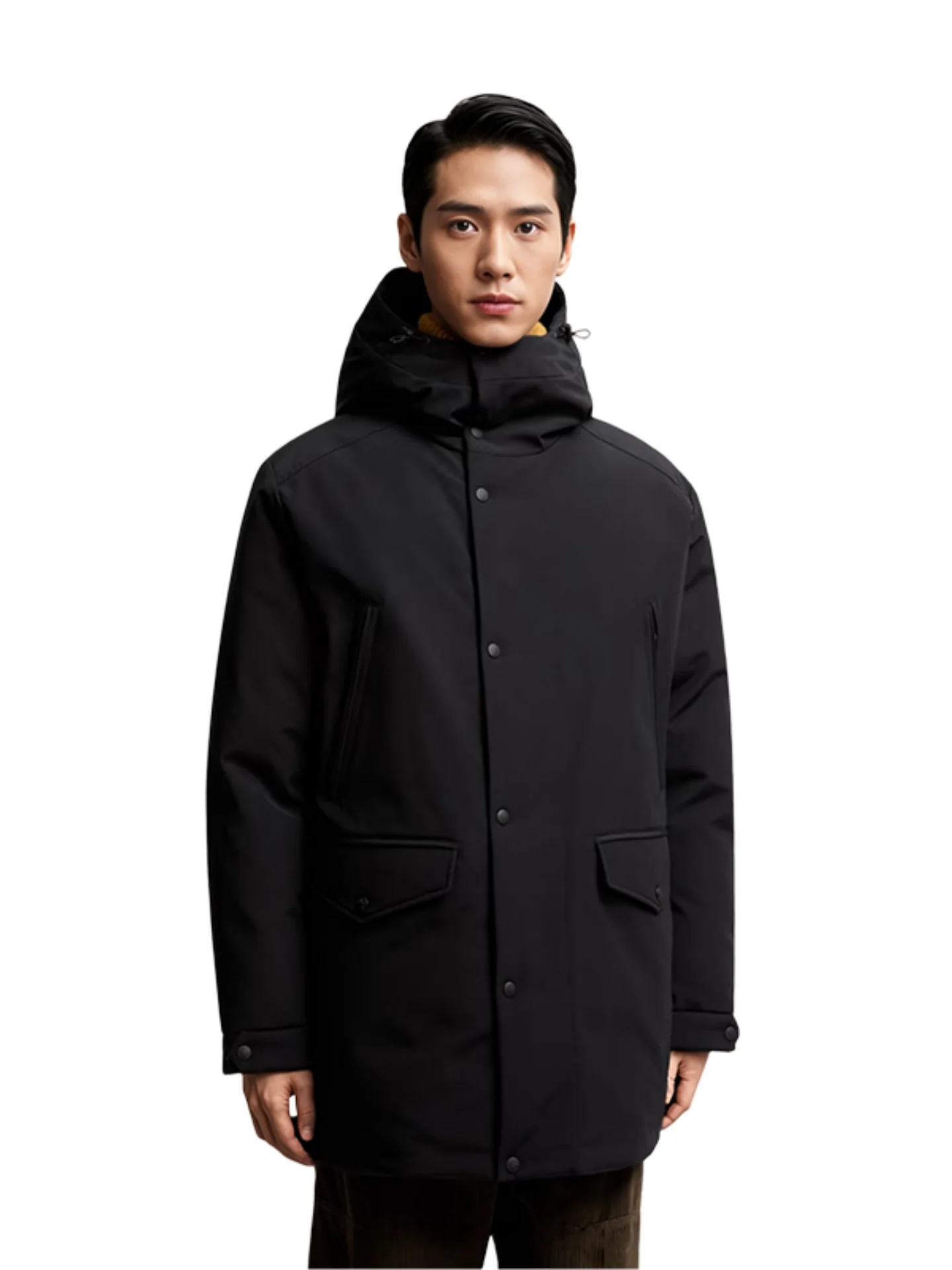 

Men's Hooded Fce Lined down Jaet Busin Casual Long Sve Outdoor Sport Windproof Waterproof Warm Thiened Durable