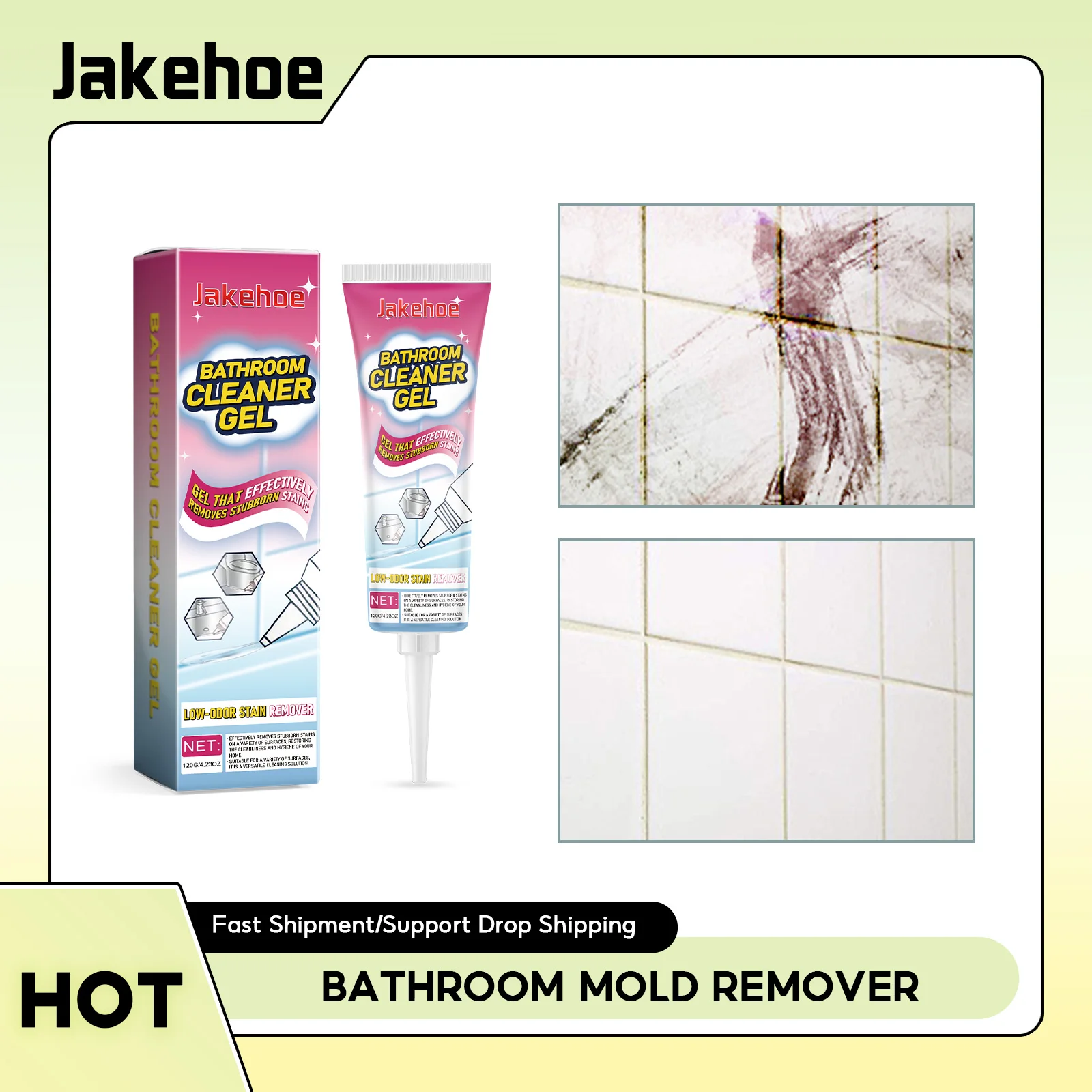 Limpiador de moho para baño, removedor de moho, azulejos de pared, eliminación de manchas de inodoro, escala amarilla, limpieza de moho, Gel de limpieza