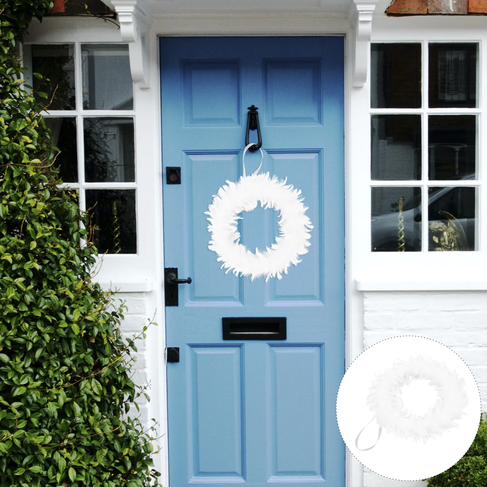 

1Pcs White Wreath Christmas Hanging Wreath Decoration Enhancement Party Festival Garland Hanging Decor