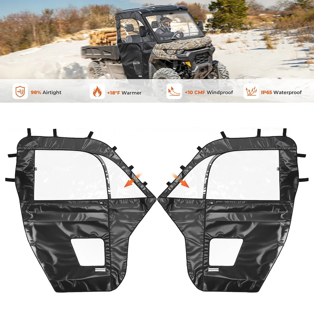 

Soft Cab Enclosure Doors with Open Slot for Side Mirrors Compatible with Can-Am Defender HD 7/8/9/10 DSP XT XMR 2017-2024