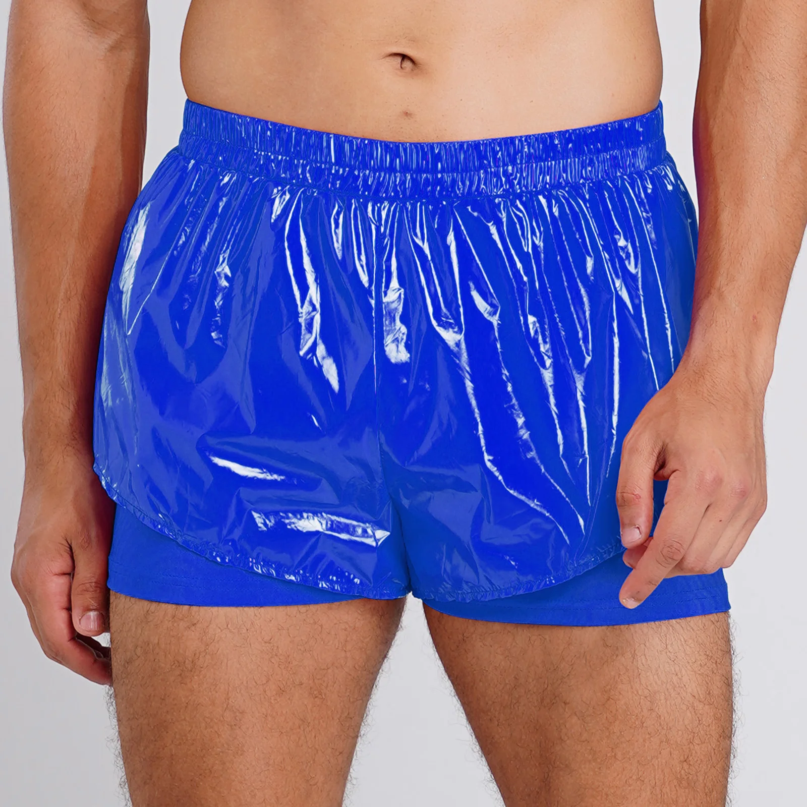 Mens Double Layer Shorts Waterproof Booty Shorts with Built-in Breathable Safety Shorts Swimming Trunk Sports Bottoms Swimwear