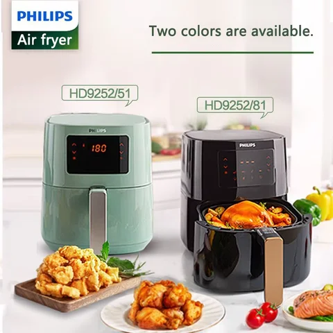 หม้อทอดไร้น้ำมันไฟฟ้าขนาดใหญ่ PHILIPS HD9252/81 220V แบบอัตโนมัติ สำหรับใช้ในครัวเรือน พร้อมฟังก์ชั่นอบและทอดแบบพาความร้อน