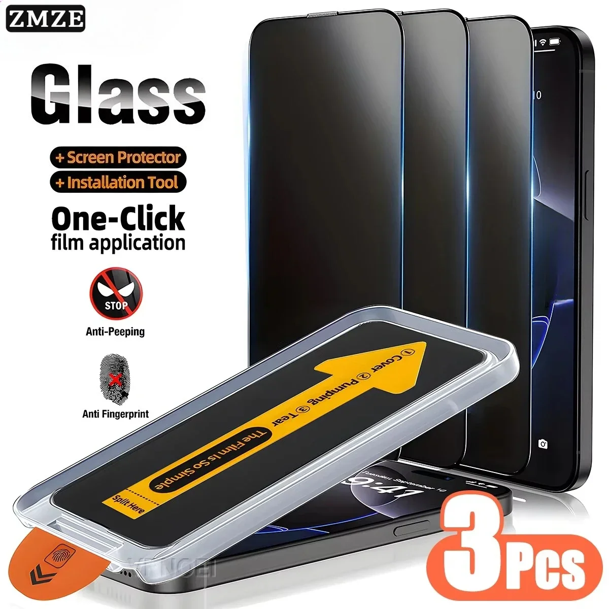 

3PCS Privacy Screen Protector for Redmi Note 13 Pro Note 13 Note 14 Anti Spy Dust Free Easy Install Protective Tempered Glass