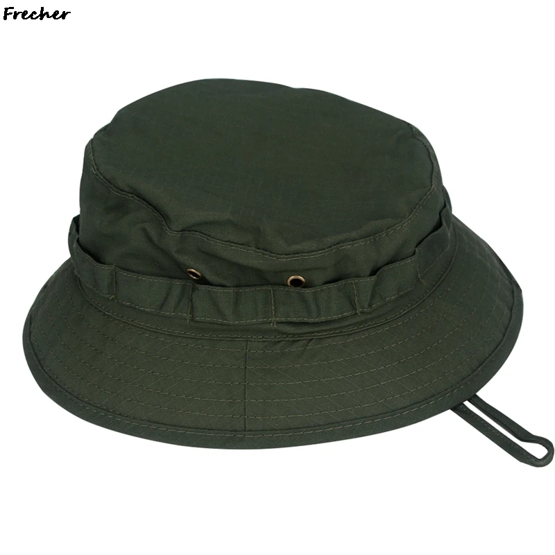 Breathable Cotton Bucket Hat Camouflage Panama Hats Forest Hunting Hiking Chapeau Outdoor Fishing Cap Adjustable Belts Chapeau