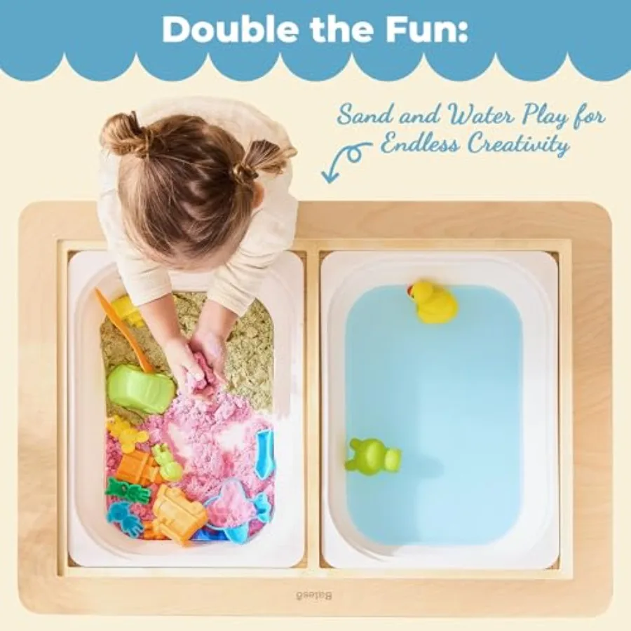 Sensory Table for Toddlers 13 with 2 Chairs and Roll Paper Wooden Kid Activity Table Chair Set with DoubleSided Boards and 2 St