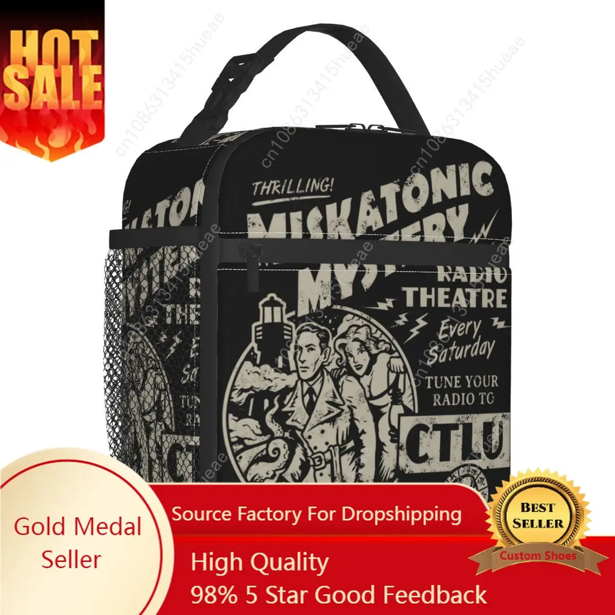 Miskatonic Mystery Radio Theater Insulated Lunch Tote Bag Thrilling Lovecraft Call Of Cthulhu Portable Thermal Cooler Bento Box