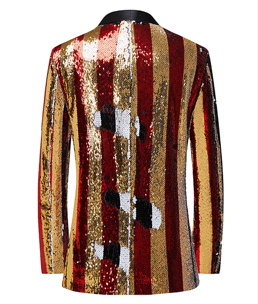 New fashion Vertical stripe sequin suit jacket;Temperament Men's Stage Costume Special Occasion Gowns Homecoming Gowns