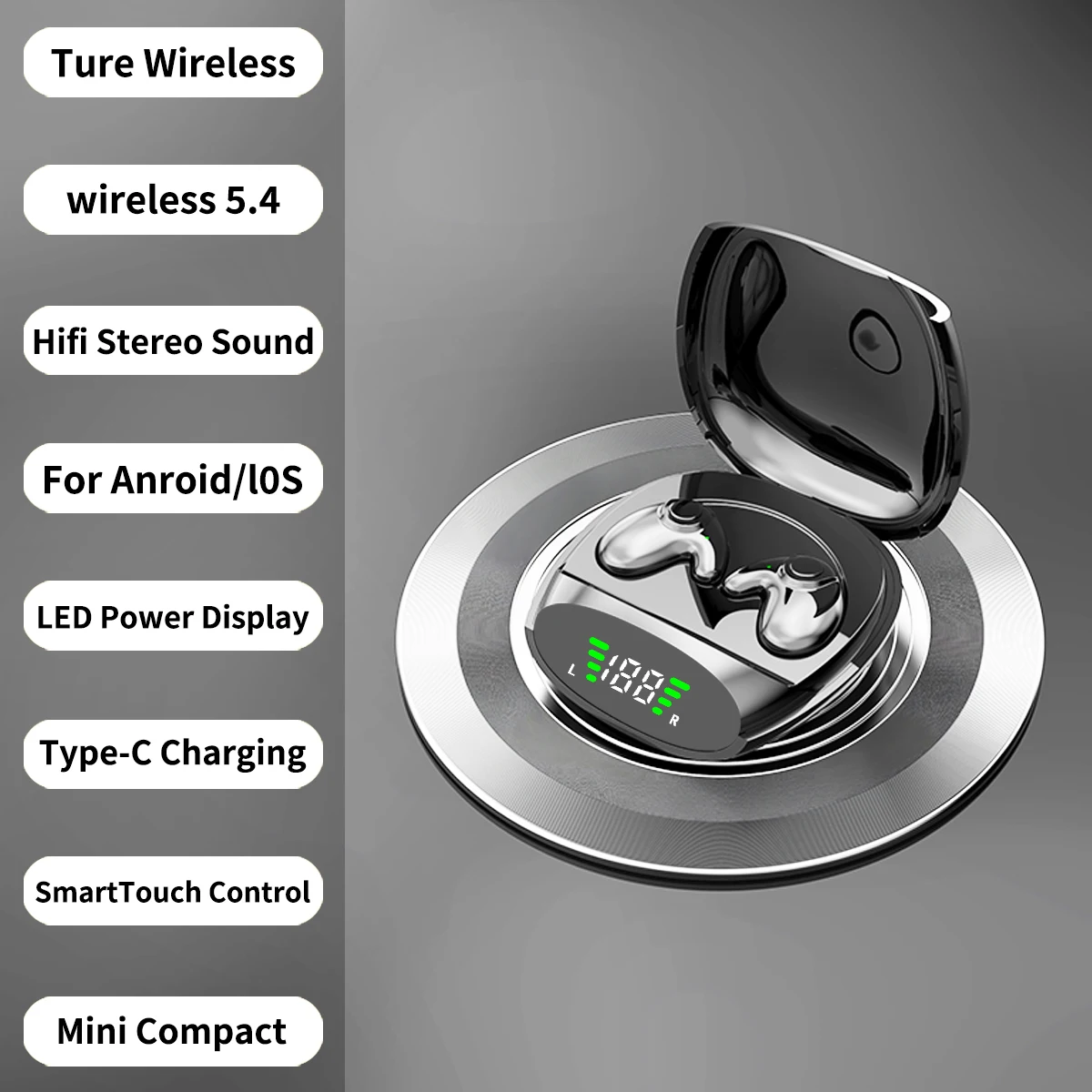 Waterdichte draadloze Bluetooth 5.3-headsets Mini-headset Pijnloos bellen Ruisonderdrukkende dunne hoofdtelefoon Geschikt voor slapen/sport
