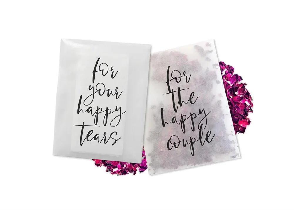 Happy Tears Tissue Packets | Wedding Tissues | Wedding Guests |Biodegradable Packets | For Your Happy Tears