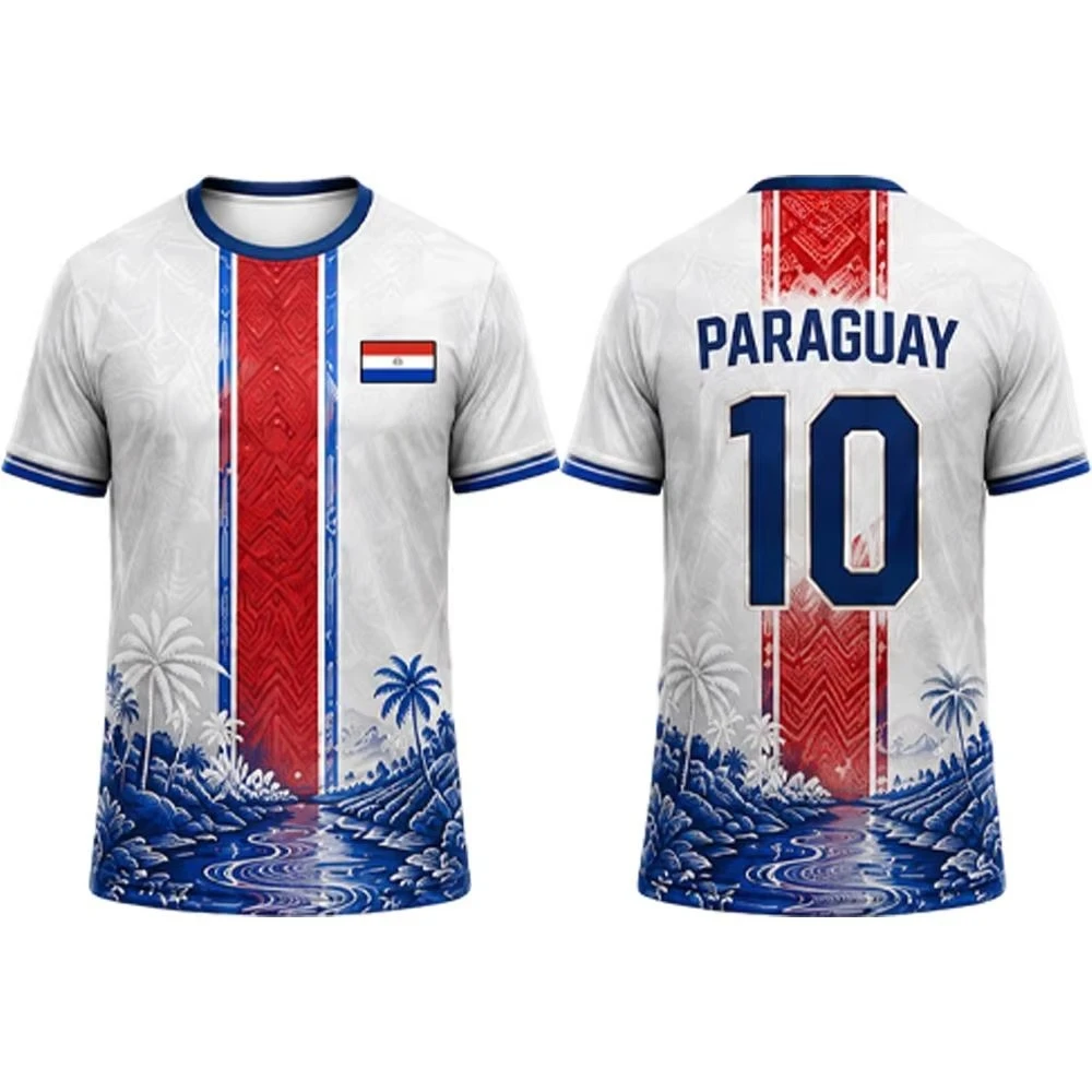 Men's breathable polo shirt, featuring the flag of Paraguay and multi-colored printed fan shirt
