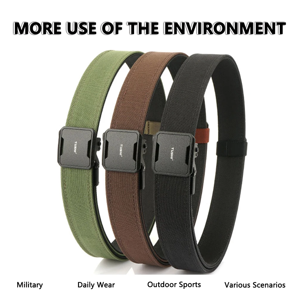 TUSHI Gürtel, harter taktischer Gürtel für Herren, Waffengürtel, EDC, Zinklegierungsschnalle, IPSC 1100D Nylon, Outdoor-Sportgürtel, männlicher Militärgürtel – Detail 3