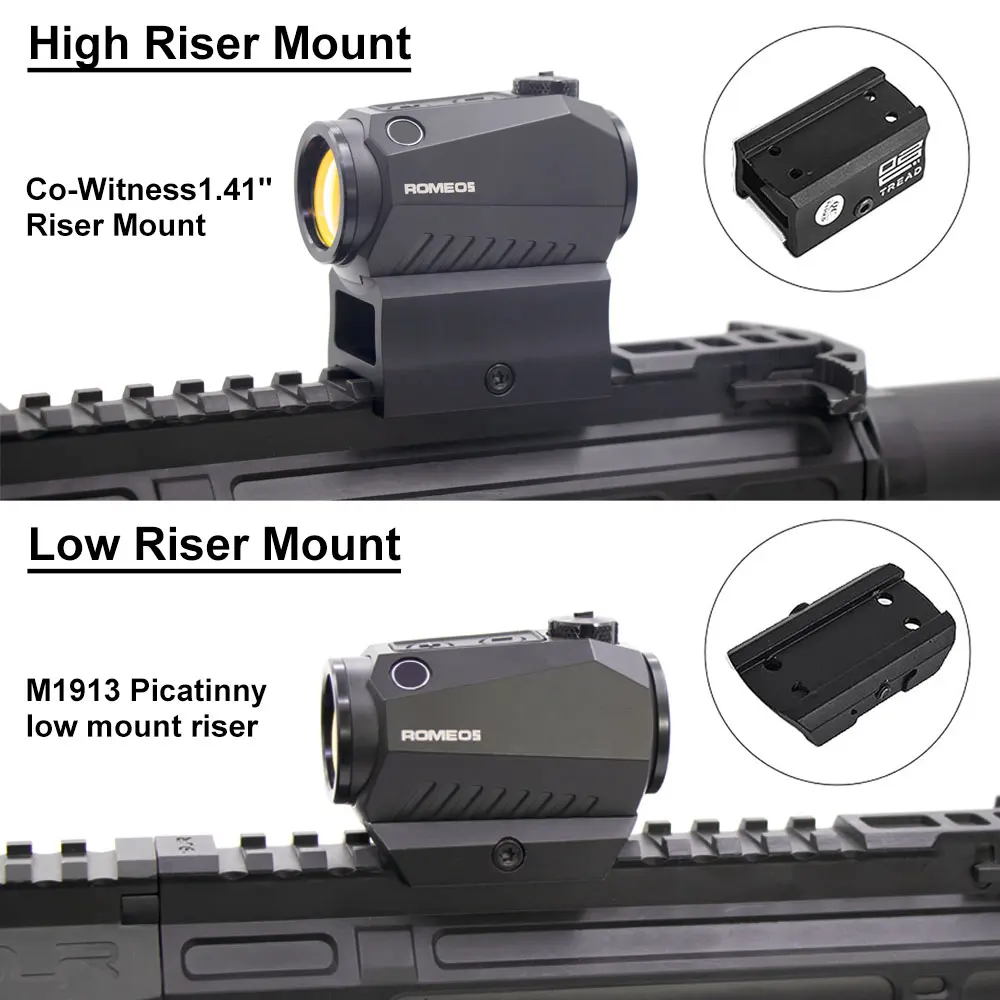 ROMEO5 Red Dot Sight Holographic Reflex Compact 2 MOA Airsoft Riflescope Hunting Scope W/20MM Riser Rail Mount And All LOGO