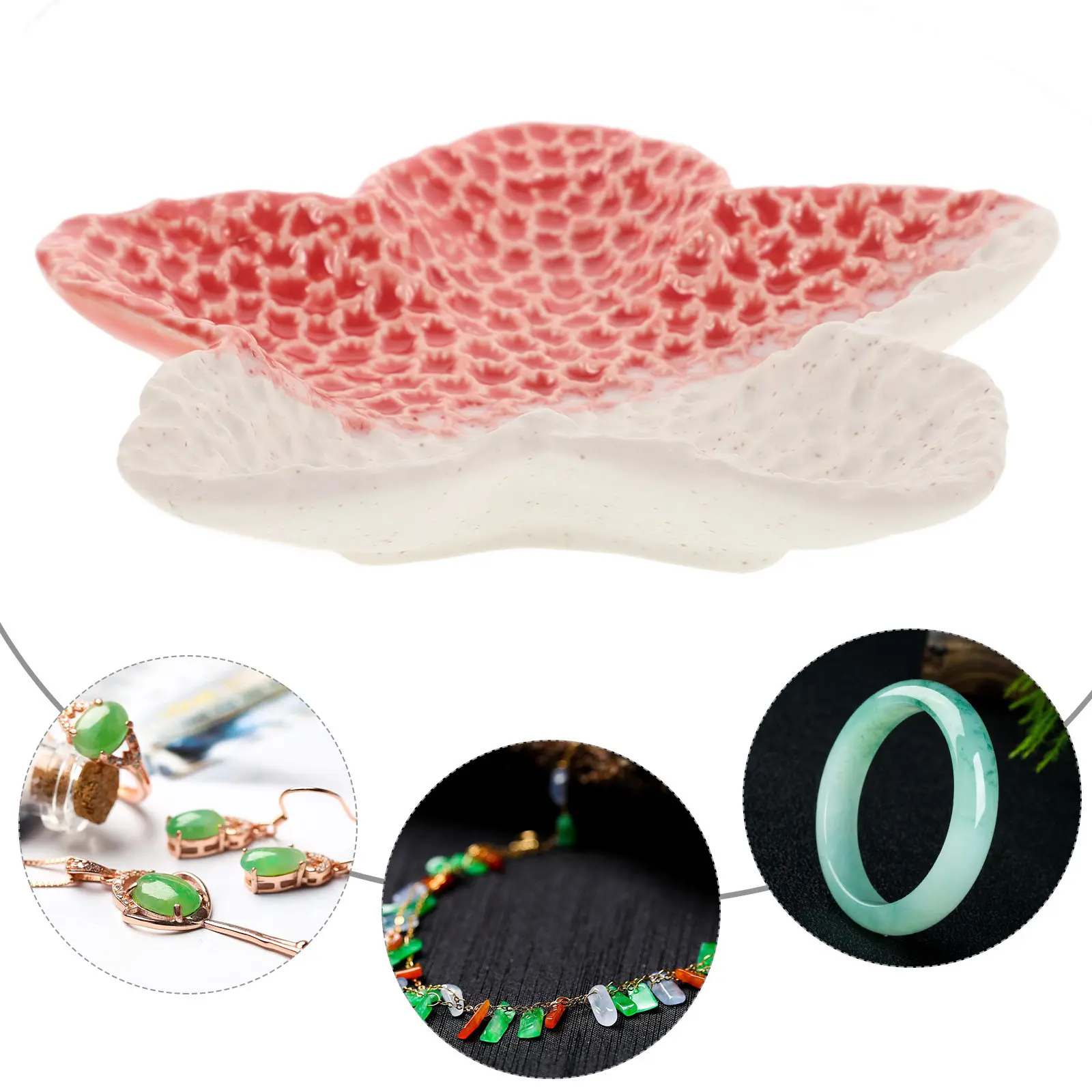 

Ceramic Jewelry Tray Small Decorative Plate for Rings Earrings Bracelets Necklaces Coastal Trinket Dish Ocean Style Vanity
