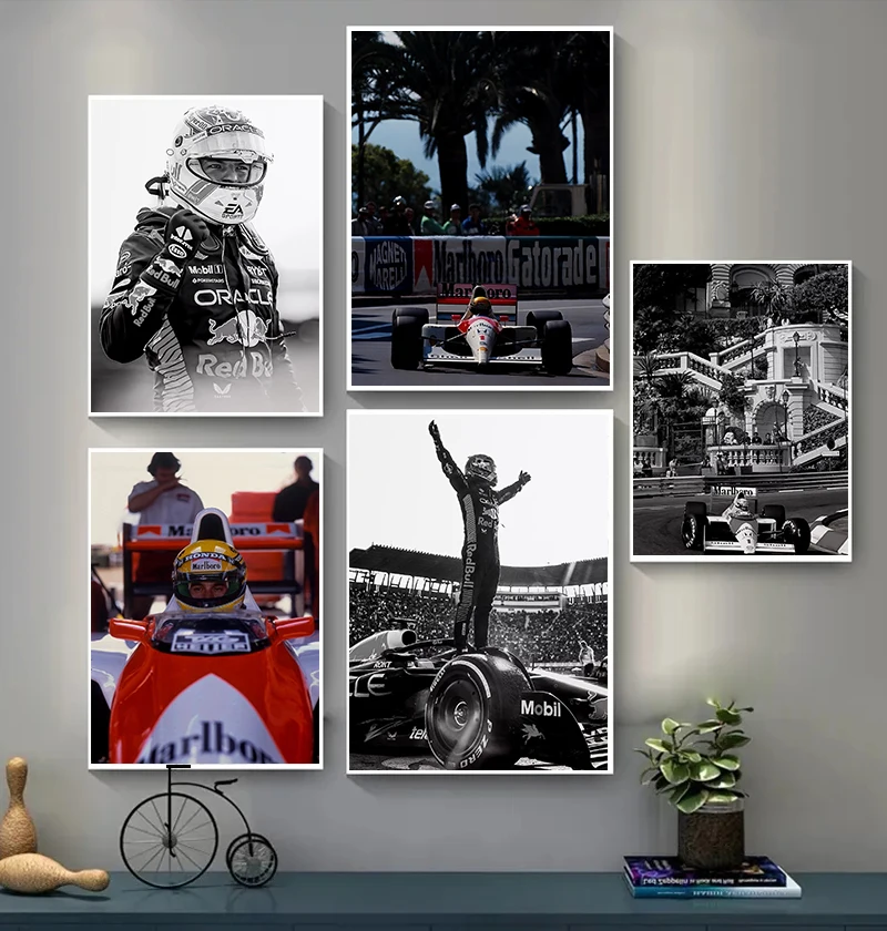 Vintage Cool F1 Monaco Car Posters Max Verstappen Racing Sports Car Photoes Prints Canvas Painting Wall Pictures Home Room Decor
