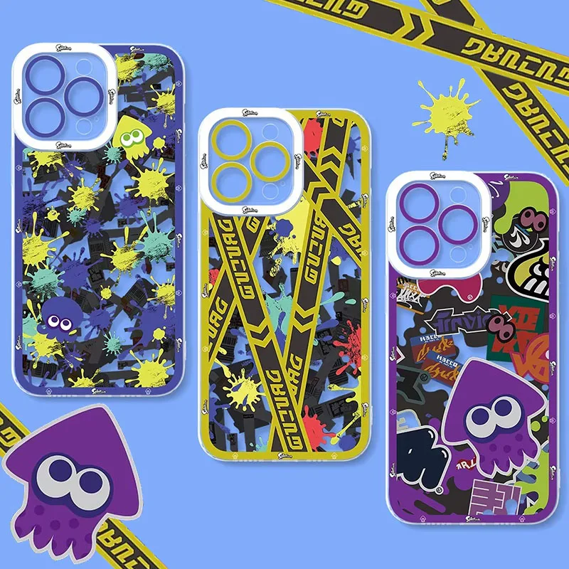 Cool Game S-Splatoons Art funda para iPhone 15 16 Pro Max 14 Plus 13 12 11 Pro XR XS X 8 7 SE 2020 funda de silicona suave a prueba de golpes