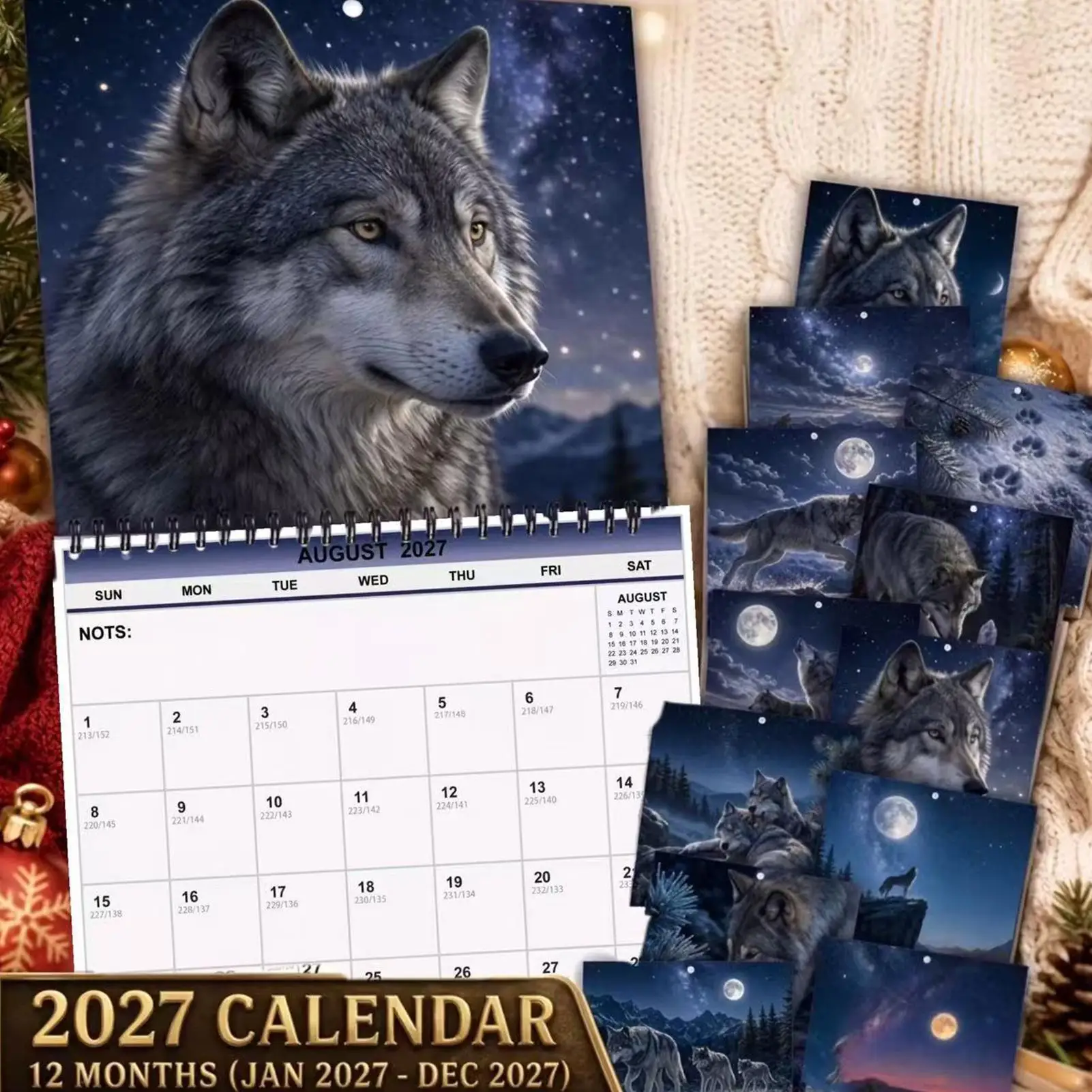 Multi Themes 2027 Wall Calendar 12 Month Monthly Organizer Christmas New Year Hang Wall Planners For Home Office School Meeting