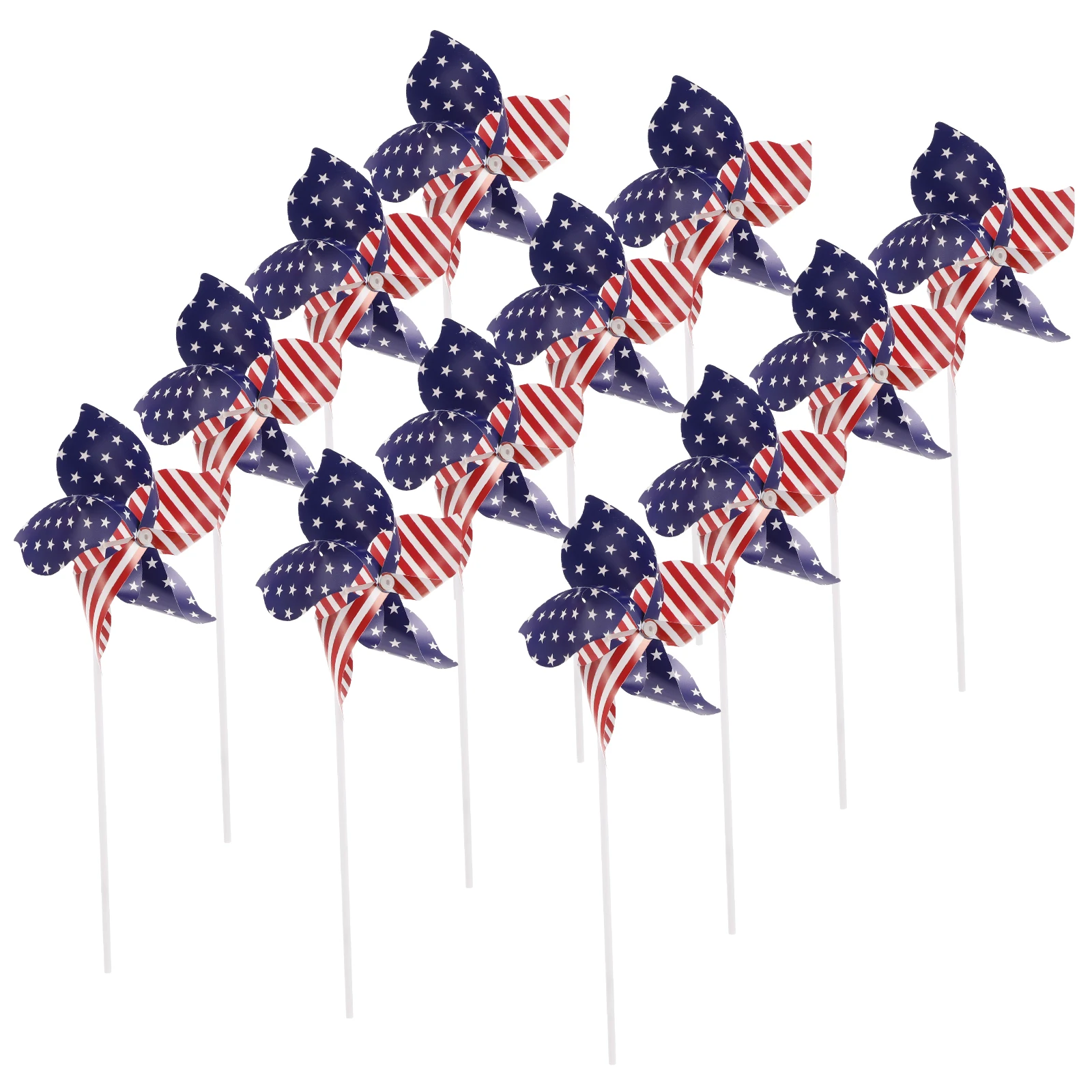 

12 Pcs Patriotic Pinwheel Star Stripe Windmill 18cm 30cm Hollow Rod Yard Garden Decor Fourth July Party Spinners Gift
