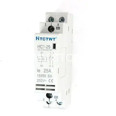 250V Coil 25A Single Poles 2P Household Module AC Contactor